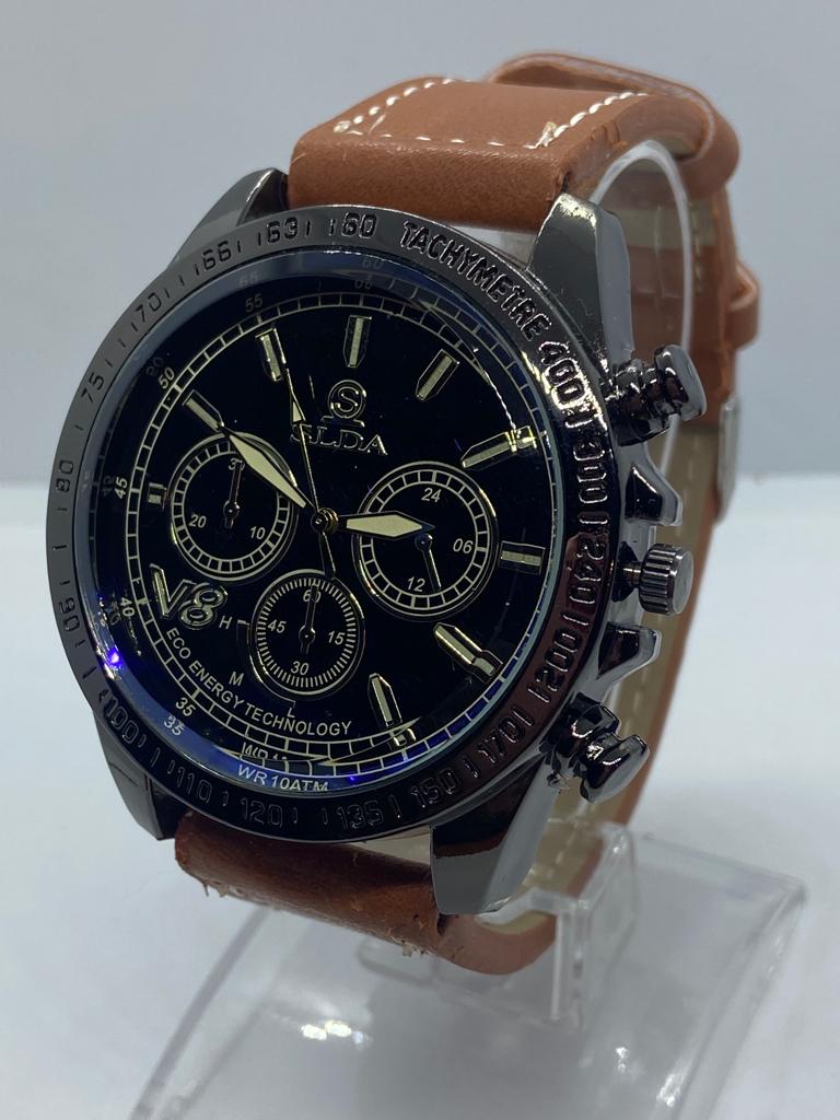 Reloj de Hombre Elegante con Tonos Oscuros y correa Cafe N121 - Imagen 4