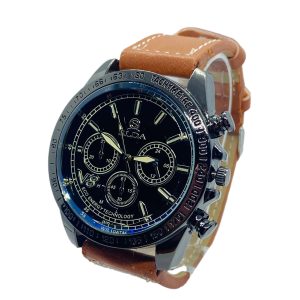 Reloj de Hombre Elegante con Tonos Oscuros y correa Cafe N121