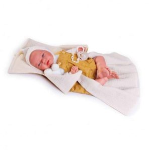 Muñeca Antonio Juan recién nacida Carla 42 cm y vestido mostaza 33344