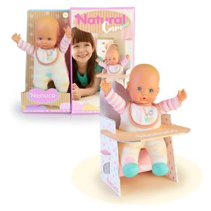 Muñeco Nenuco 25 cm con trona de cartón y cuerpo blandito NFN80000
