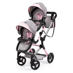 Carrito de muñeca gemelas con Bolsa Bandolera Gris 26233AA CLAUDIO