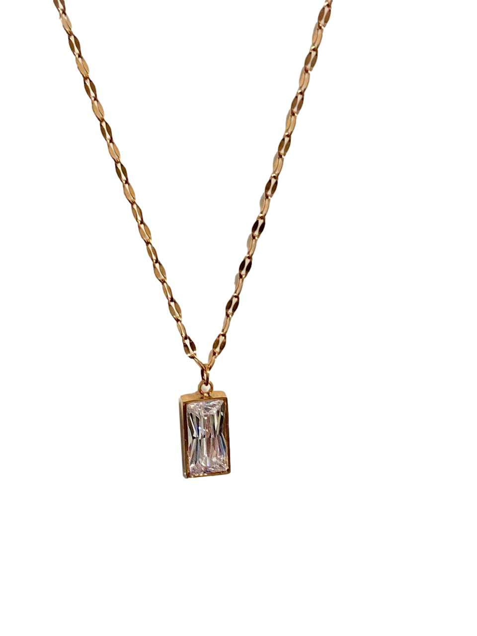 Collar Elegante Color Oro Rosado ‘Rectangulo’ n9 - Imagen 5