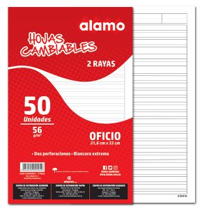 ALAMO HOJAS 2 RAYAS OFICIO 50PC