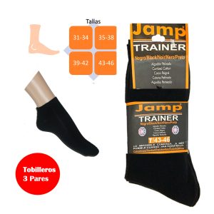 Calcetines Jamp Trainer negros distintos tamaños pack 3 pares