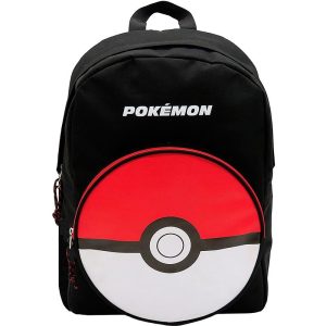 Pokemon Mochila Escolar Negra Pokeball de 40 cm con Bolsillo Frontal