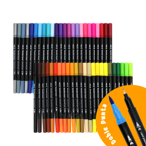 Set 48 Plumines Rotulador Punta Doble Escolar