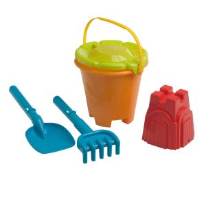 Set de playa cubo con accesorios y molde de castillo