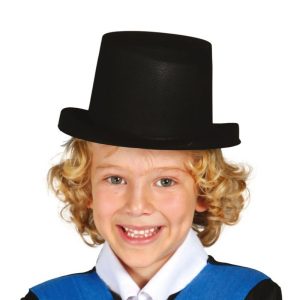 Sombrero chistera infantil de talla única en color negro 13451 GUIRCA