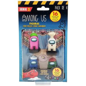 Among Us pack serie 2 con 4 figuras de tripulantes con sellos de Bizak